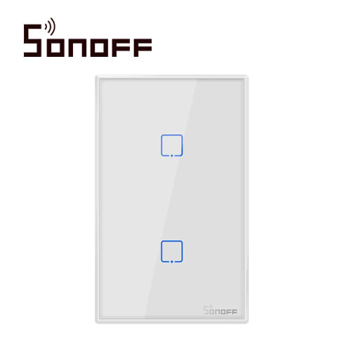 Apagador de pared Touch On/Off Inalámbrico WiFi 2 Botones T2US2C SonOff